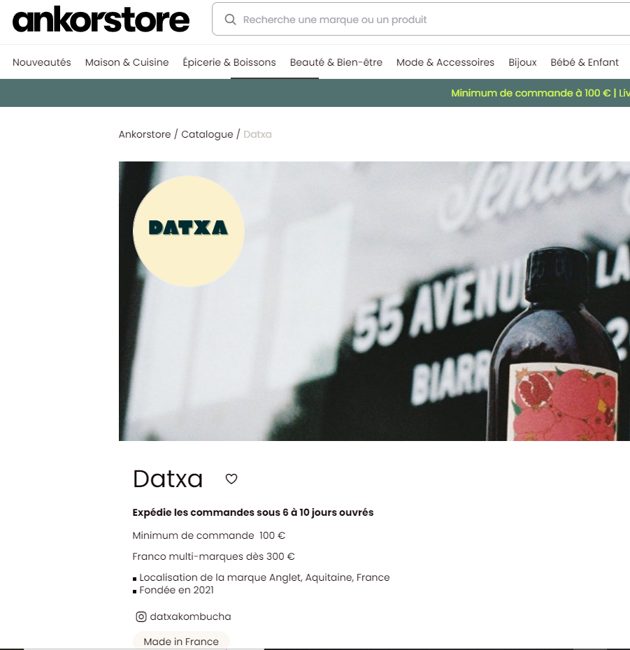 Datxa Kombucha présent sur Ankorstore